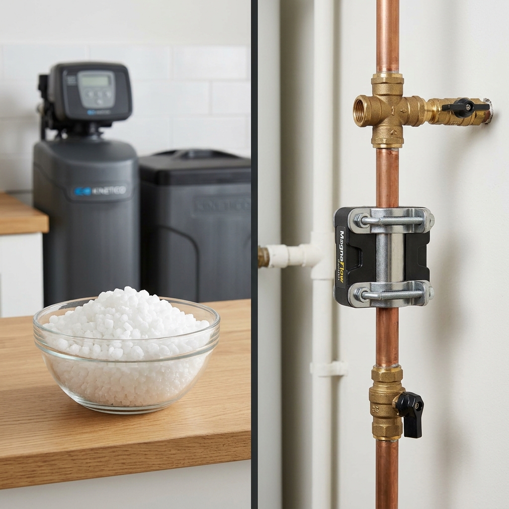 Comparaison adoucisseur au sel vs traitement magnétique sans sel